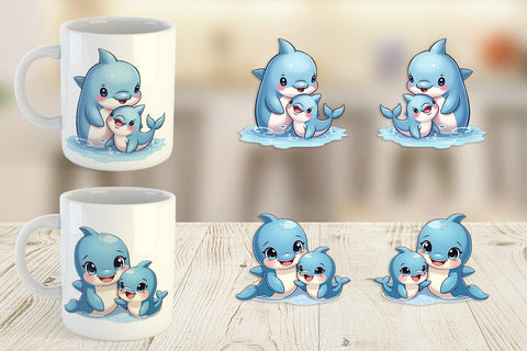 Mug Wrap Dolphin Mother's Day Sublimation artnoy 
