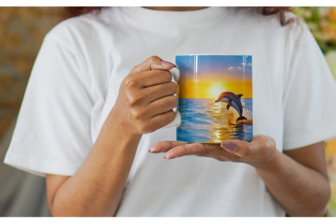 Mug Wrap Dolphins and Sunset Sublimation artnoy 