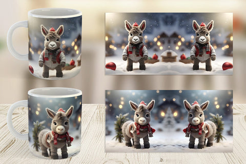 Mug Wrap Donkey Christmas Sublimation artnoy 