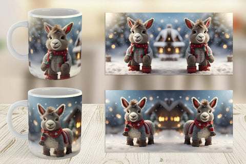 Mug Wrap Donkey Christmas Sublimation artnoy 