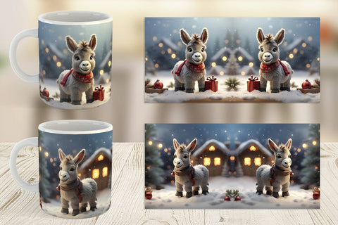 Mug Wrap Donkey Christmas Sublimation artnoy 
