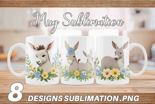 Mug Wrap Donkey Embroidery Sublimation artnoy 