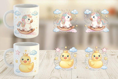 Mug Wrap Dreamy Floating Toybox Watercolor Sublimation artnoy 