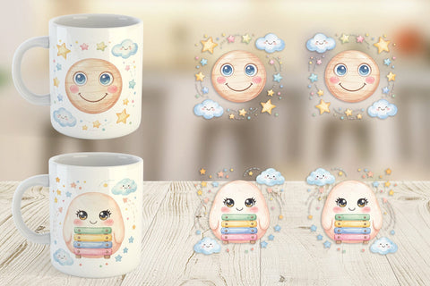 Mug Wrap Dreamy Floating Toybox Watercolor Sublimation artnoy 