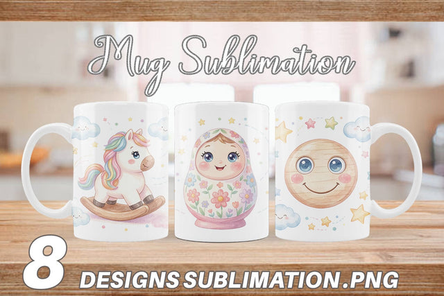 Mug Wrap Dreamy Floating Toybox Watercolor Sublimation artnoy 