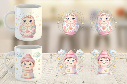 Mug Wrap Dreamy Floating Toybox Watercolor Sublimation artnoy 