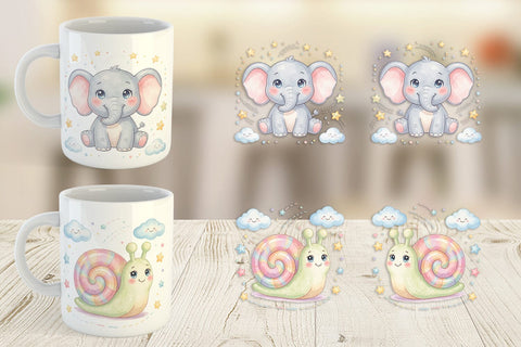 Mug Wrap Dreamy Floating Toybox Watercolor Sublimation artnoy 