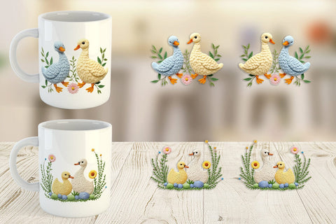 Mug Wrap Duck Embroidery Sublimation artnoy 