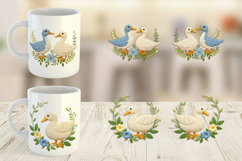 Mug Wrap Duck Embroidery Sublimation artnoy 