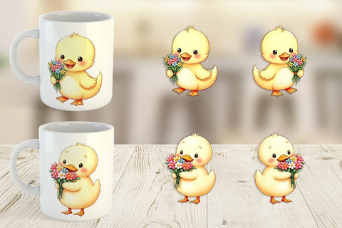 Mug Wrap Duck Spring Bouquet Sublimation artnoy 