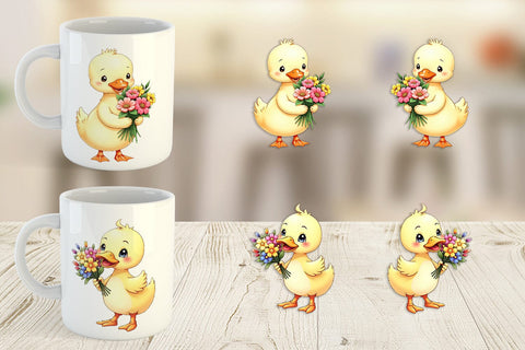 Mug Wrap Duck Spring Bouquet Sublimation artnoy 