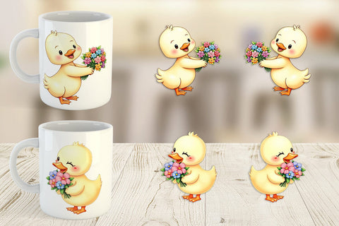 Mug Wrap Duck Spring Bouquet Sublimation artnoy 