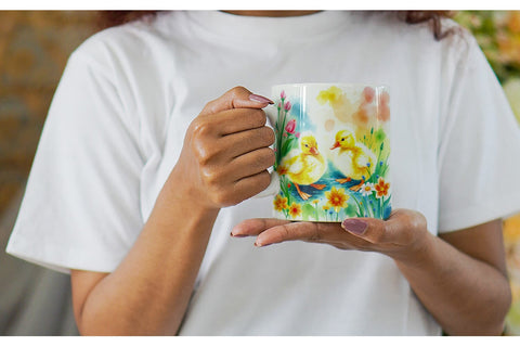 Mug Wrap Ducklings in Spring Sublimation artnoy 