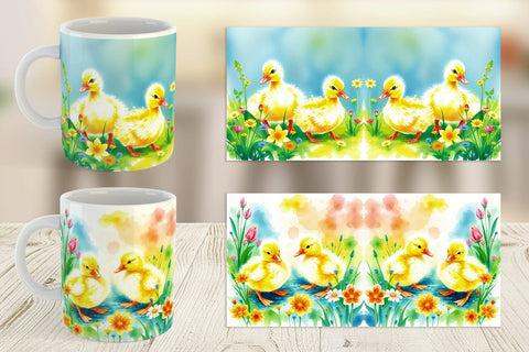 Mug Wrap Ducklings in Spring Sublimation artnoy 