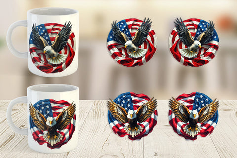 Mug Wrap Eagle 4th of July Sublimation artnoy 