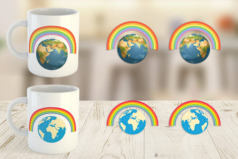 Mug Wrap Earth with a Rainbow Sublimation artnoy 