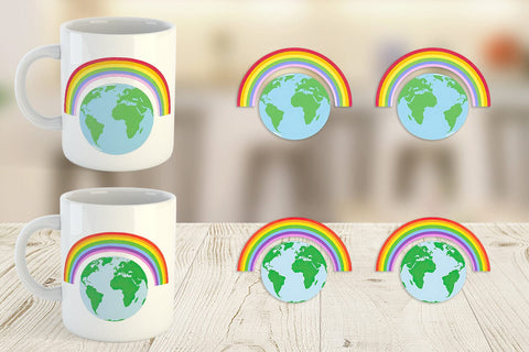 Mug Wrap Earth with a Rainbow Sublimation artnoy 