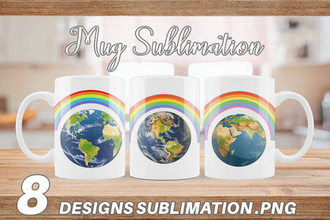 Mug Wrap Earth with a Rainbow Sublimation artnoy 