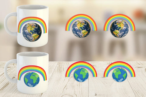 Mug Wrap Earth with a Rainbow Sublimation artnoy 