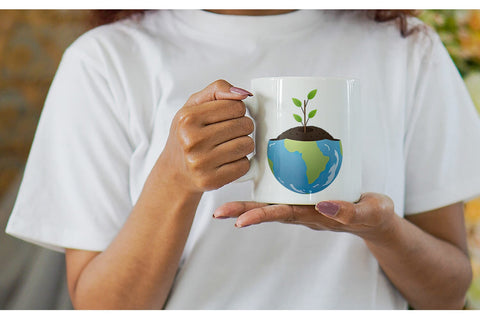 Mug Wrap Earth with a Seedling Sublimation artnoy 