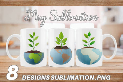 Mug Wrap Earth with a Seedling Sublimation artnoy 