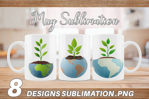 Mug Wrap Earth with a Seedling Sublimation artnoy 