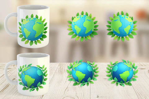 Mug Wrap Earth with Leaves Sublimation artnoy 
