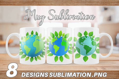 Mug Wrap Earth with Leaves Sublimation artnoy 