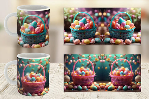 Mug Wrap Easter Basket with Eggs Sublimation artnoy 