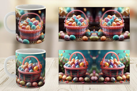 Mug Wrap Easter Basket with Eggs Sublimation artnoy 