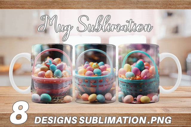 Mug Wrap Easter Basket with Eggs Sublimation artnoy 