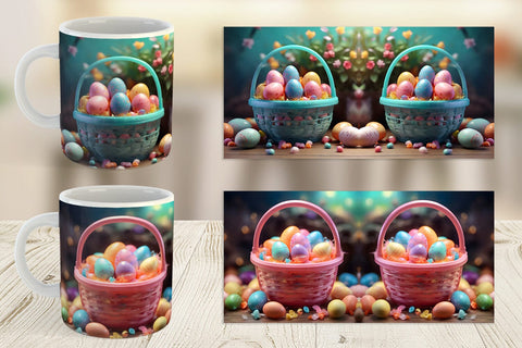 Mug Wrap Easter Basket with Eggs Sublimation artnoy 