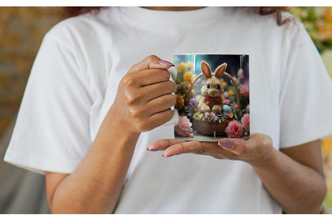 Mug Wrap Easter Bunny with Flowers Sublimation artnoy 