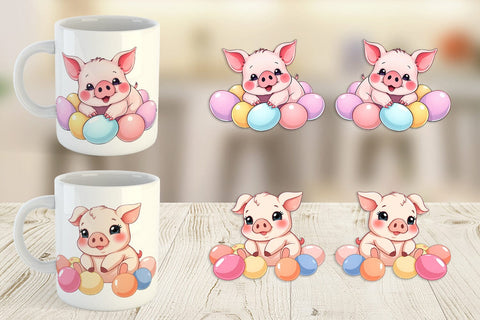 Mug Wrap Easter Pig Sublimation artnoy 