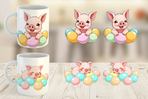 Mug Wrap Easter Pig Sublimation artnoy 