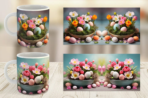 Mug Wrap Easter Spring Flowers Sublimation artnoy 
