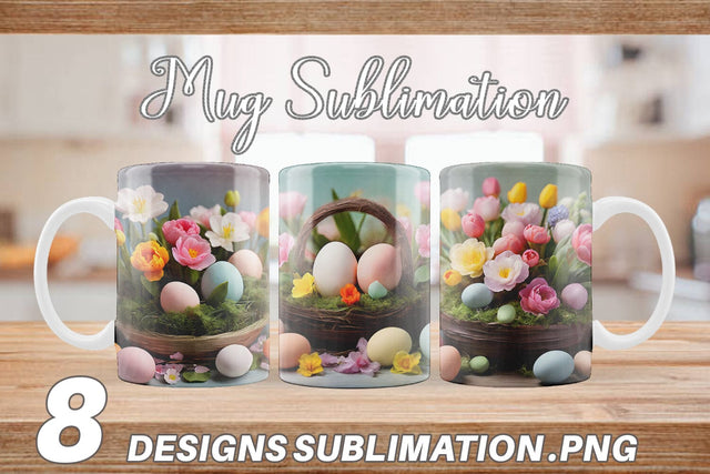 Mug Wrap Easter Spring Flowers Sublimation artnoy 
