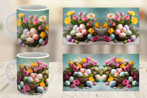 Mug Wrap Easter Spring Flowers Sublimation artnoy 