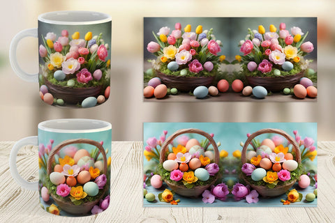 Mug Wrap Easter Spring Flowers Sublimation artnoy 