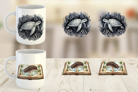Mug Wrap Eerie Gothic Island Wildlife Watercolor Sublimation artnoy 