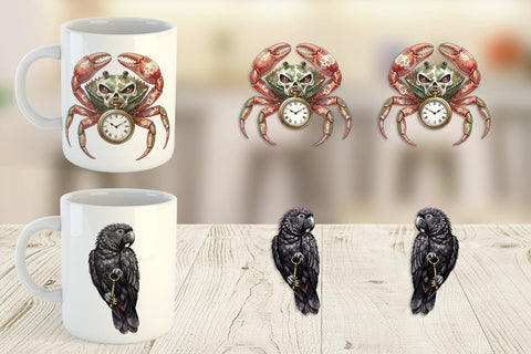 Mug Wrap Eerie Gothic Island Wildlife Watercolor Sublimation artnoy 