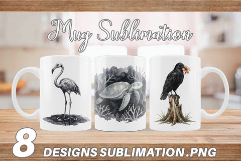 Mug Wrap Eerie Gothic Island Wildlife Watercolor Sublimation artnoy 