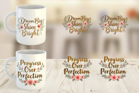 Mug Wrap Elegant Gold Motivational Quotes Sublimation artnoy 