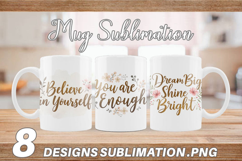 Mug Wrap Elegant Gold Motivational Quotes Sublimation artnoy 