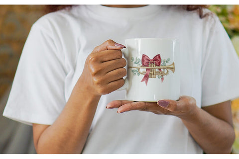 Mug Wrap Elegant Musical Holiday Watercolor Sublimation artnoy 