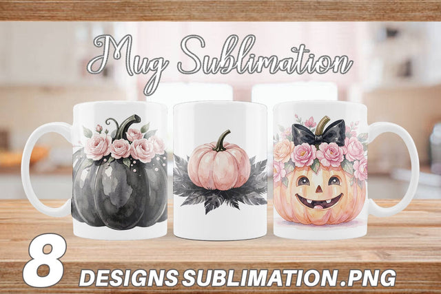 Mug Wrap Elegant Soft Goth Pumpkin Watercolor Sublimation artnoy 
