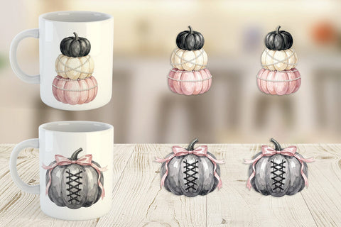 Mug Wrap Elegant Soft Goth Pumpkin Watercolor Sublimation artnoy 