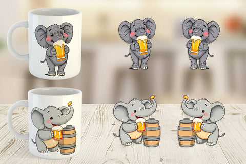 Mug Wrap Elephant Beer Day Sublimation artnoy 