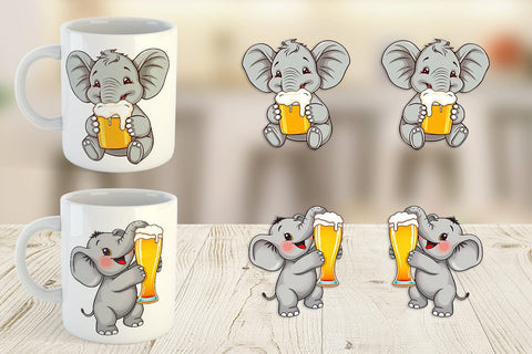 Mug Wrap Elephant Beer Day Sublimation artnoy 