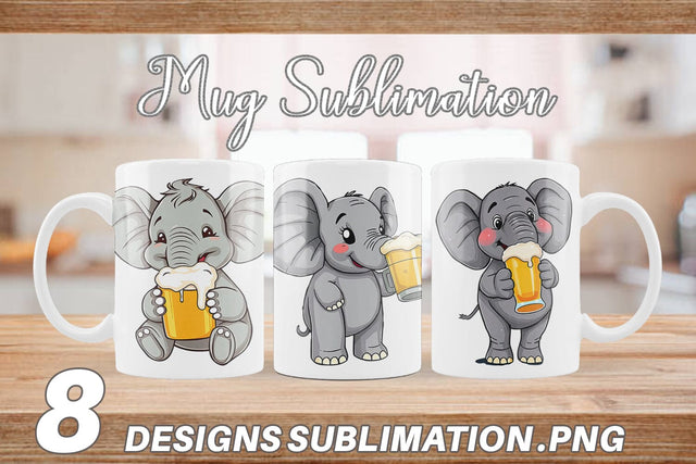 Mug Wrap Elephant Beer Day Sublimation artnoy 